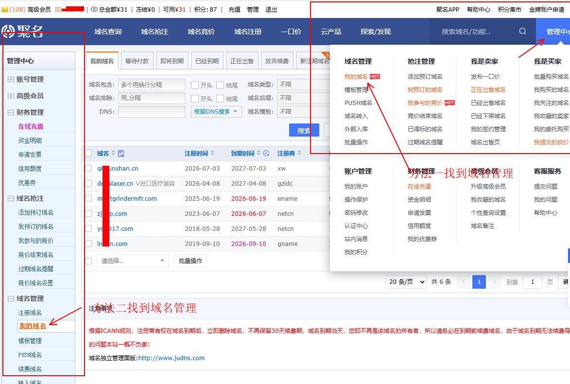 聚名网域名解析教程（2026图文教程）